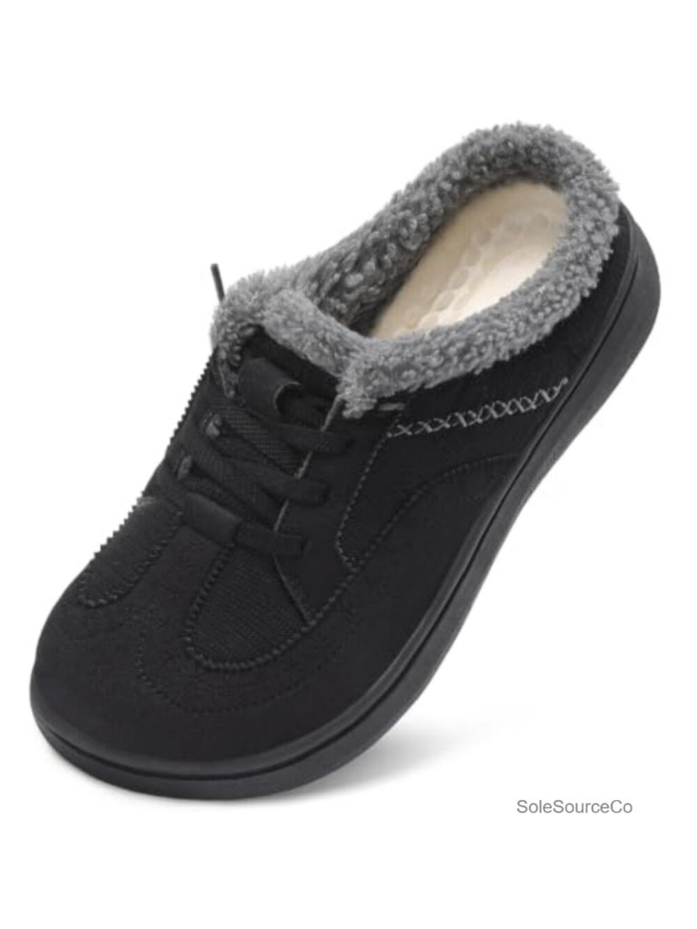 Women's Wide Memory Foam Slippers with Faux Fur Lining